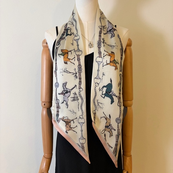 New Equestrian Horse Print Skinny Neck Scarf 50”x5” - Picture 7 of 11